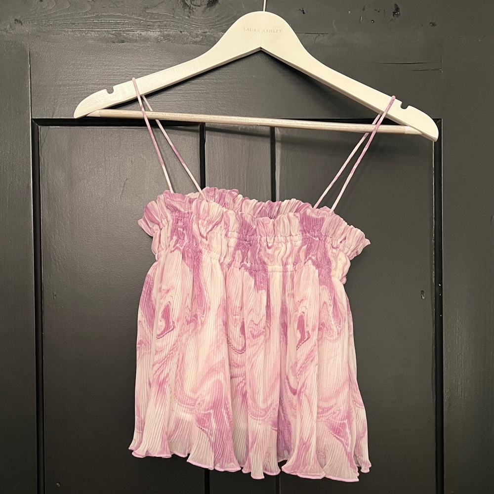 Ganni Pink and Purple Marble Tank Top